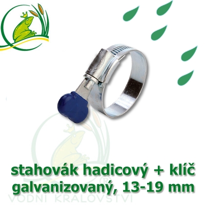 stahovák pozink extra 13-19 mm s klíčem, šíře 9,5 mm