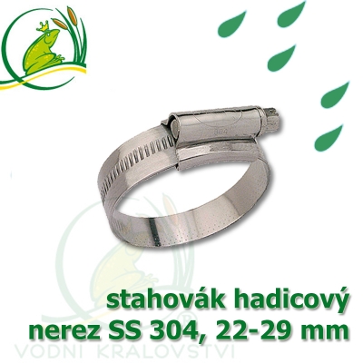 stahovák nerez 22-29 mm, "UK made" S304, šíře pásky 12 mm