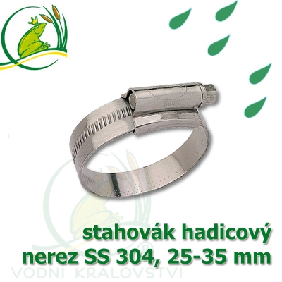 stahovák nerez 25-35 mm, "UK made" S304, šíře pásky 12 mm