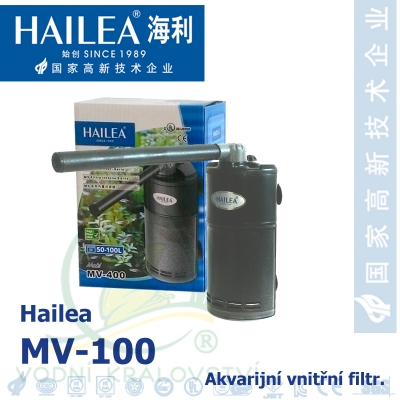 Akvarijní vnitřní filtr Hailea MV-100, 200 litrů/hod., příkon: 3,5 W, váha: 0,24 Kg.