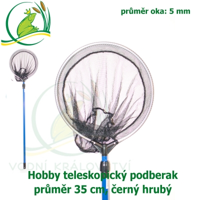 Hobby teleskopický podběrák kulatý 35 cm černý hrubý