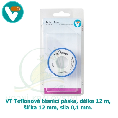 VT Teflonová těsnící páska, délka 12 m, šířka 12 mm, síla 0,1 mm.