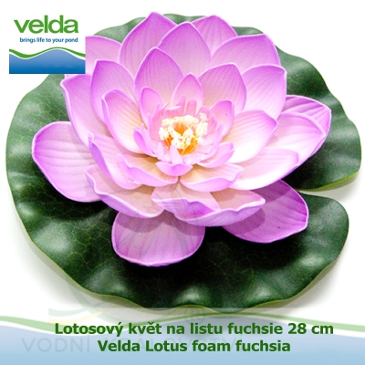 Lotosový květ na listu fuchsie 28 cm - Velda Lotus foam fuchsia