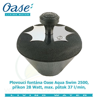 Plovoucí fontána Oase Aqua Swim 2500, příkon 28 Watt, max. půtok 37 l/min, - Výprodej nového zboží, poškozená krabice
