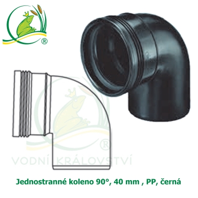 Jednostranné koleno 90°, 40 mm , PP, černá 