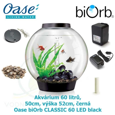Akvárium 60 litrů, průměr 50cm, výška 52cm, černá - Oase biOrb CLASSIC 60 LED black