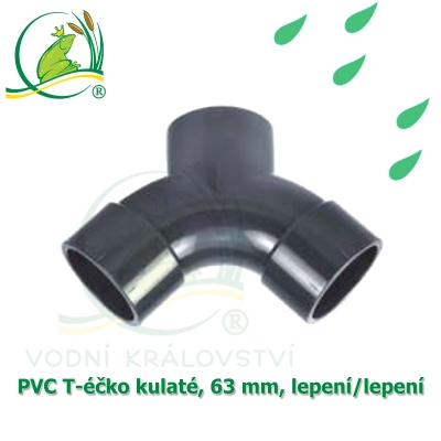 PVC T-éčko kulaté, 63 mm, oboustranně lepící jezírková rozdvojka na hadice a PVC trubky 63 mm