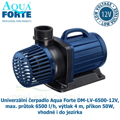 Univerzální čerpadlo Aqua Forte DM-LV-6500-12V, max. průtok 6500 l/h, výtlak 4 m, příkon 50W, vhodné i do jezírka