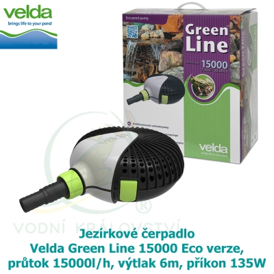 Jezírkové čerpadlo Velda Green Line 15000 Eco verze, průtok 15000l/h, výtlak 6m, příkon 135W